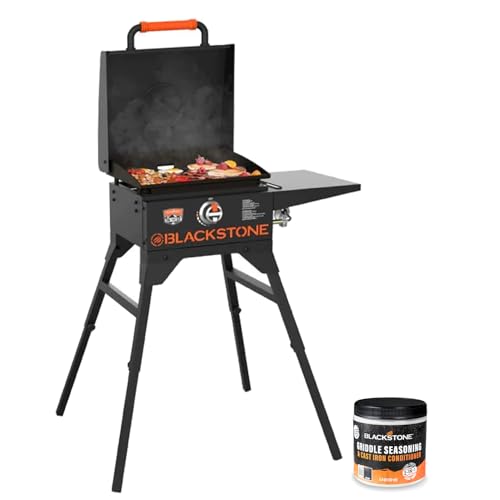 17 Inch Blackstone Griddle with Hood and Cart 1939, Flat Top Grill Outdoor Propane Portable Gas Grill, with Blackstone Griddle Seasoning
