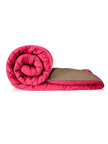 Image of Clasiko Reversible Single Bed Comforter; 60x90 Inches; 200GSM; Pink & Taupe