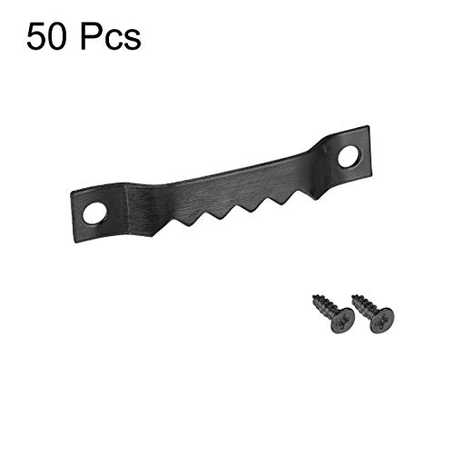 Image of uxcell Picture Hangers 1 3 /5 Inch Double Hole with Screws for Frame Hanging 50 Pcs Black