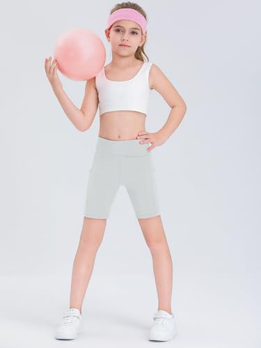 Haloumoning Shorts atléticos para meninas, cintura alta, ioga, bicicleta, corrida, vôlei, dança, sho
