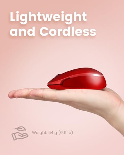 Image of Perixx PERIMICE-802R Bluetooth Wireless Mouse - Compact Portable Design for Windows, macOS, iOS, and Android - 1200 DPI Optical Sensor - Red