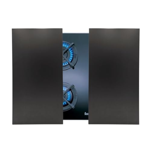 Protector de Encimera Universal en Acero Inoxidable Negro para Gas, Vitrocerámica, Induccion- Juego de 2 piezas Cubre Encimera gas, Cubre Vitroceramica 57x60x6 cm