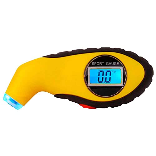 OcioDual Manometro Pantalla LCD Digital LED Luz Iluminacion Presion Rueda Neumatico Coche para Válvula Americana Schrader