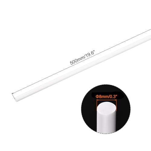 Image of MECCANIXITY ABS Plastic Rod Round Solid Bar 8mm x 500mm White for DIY Model Material, Architectural Model Making, DIY Sand Table, Pack of 1 Pcs