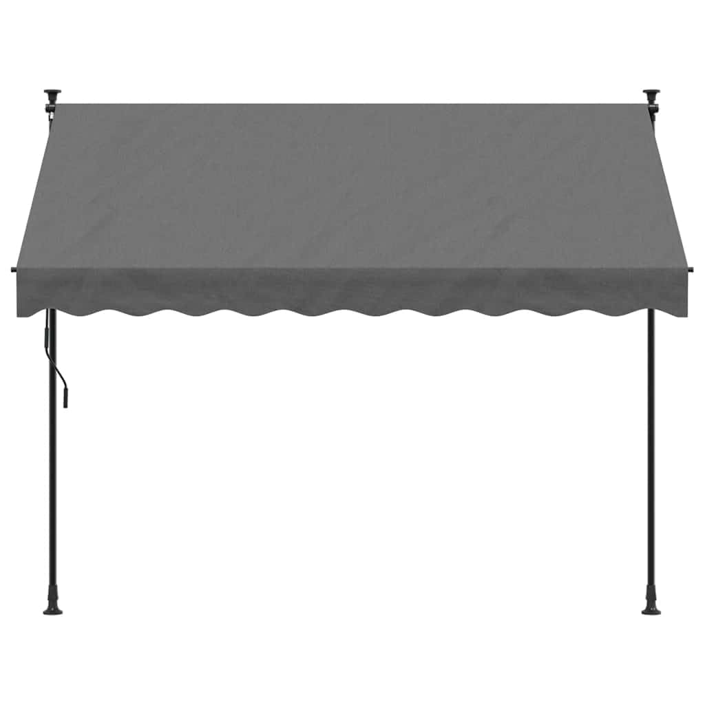 Wysuwana markiza antracytowa, 250 x 150 cm, wykonana z materiału i stali, wytrzymała markiza tarasowa z powłoką poliuretanową odporną na promieniowanie UV, z regulacją wysokości 210-300 cm, na balkon