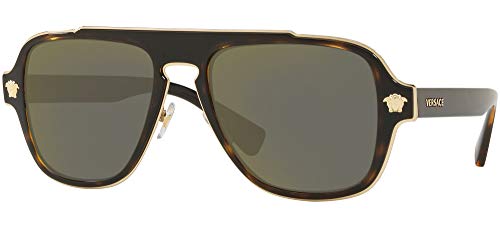 Versace VE 2199 12524T Havana Plastic Square Sunglasses Grey Mirror Lens