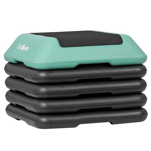 ZENY 16' x 16' High Aerobic Step Aerobics Stepper Platform with 4 Risers, Exercise Workout Stepper, Home Gym Equipment, Fitness Step Platform, Adjustable Aerobic Stepper (Green)