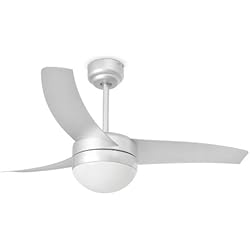 Ventilador Faro Tonsay Faro Barcelona 33416 - EASY Ventilador de techo con luz, 15W, acerp. 3 palas de abs y difusor de cristal opal, color gris