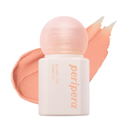 Image of PERIPERA Blurry Tok Cheek Liquid Blush | Matte Blurring Finish, Lightweight & Buildable Texture, Long-Lasting Korean Blush for Cheeks, Safe for Sensitive Skin (02 PEACH LATTE)