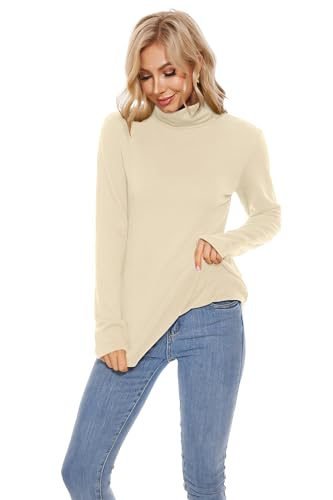 Image of TAIPOVE Cotton Fleece Lined Turtleneck Top for Women Long Sleeve Mock Turtle Neck Lightweight Sweater Thermal Underwear Shirt