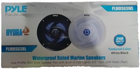 Pyle Low-Profile Waterproof Marine Speakers With Blue LED Lights - 4 Inch, 100W Pair