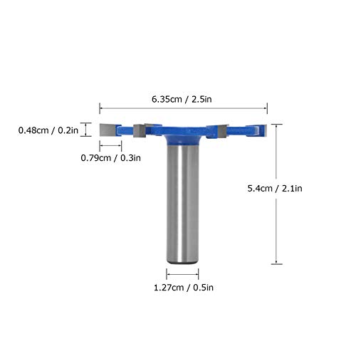 T-Slot Router Bit 6-Flute Woodworking Alloy Carbon Steel Extended Shank(1/2 Shank)