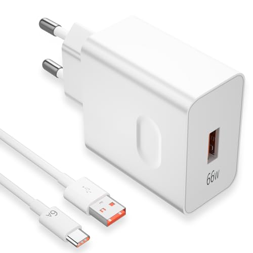 66W per Super-charge Caricabatterie per Honor Magic7 Lite 200/400 Lite X9d X6b X8b,66W Caricatore Rapido con 6A Cavo USB C 1M USB C Adattatore di alimentazione per Honor 400 90 X8c Pad X8a X9a