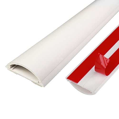 Canaleta para cables mini, autoadhesiva semicircular para piso, 1 m, recubrible con pintura, para ocultar cables miniatura 1