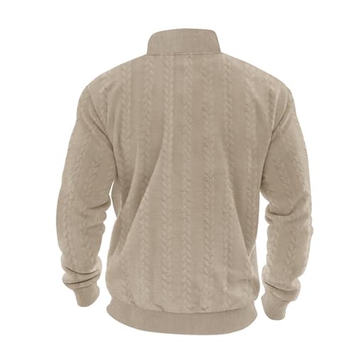 Men's Quarter Zip Sweatshirt Pullover Long Sleeve Casual Slim Fit Sweaters Fashion Solid Polo Sweater4
