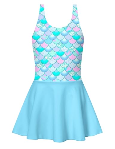 Image of Yousie Girls Swimsuit One Piece Tropical Kids Bathing Suit Swimwear Adjustable Swim Dress 5-9 Years