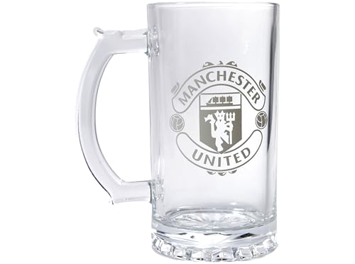 FOCO Manchester United Official Pint Glass, Team Crest Design, Clear