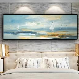 Affiche murale minimaliste paysage bateau abstrait décoration chambre et salon