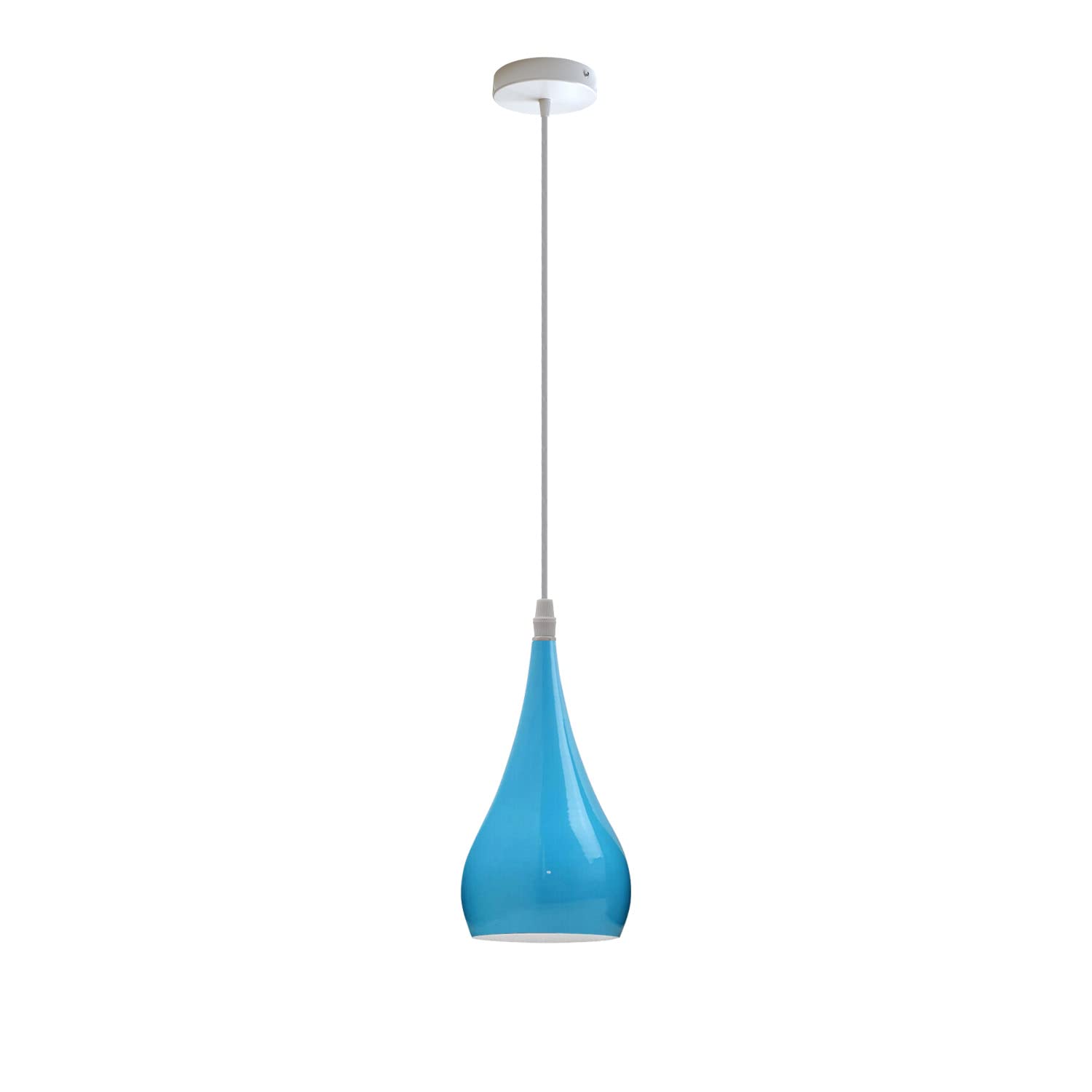 LEDSone Modern Hanging Pendant Light Fitting, Industrial Loft Ceiling Adjustable Lamp Teardrop Metal 16cm Light Shade, E27 Base Pendant for Cafe, Restaurent, Living Room, Kithcen Island (Blue) — image 1