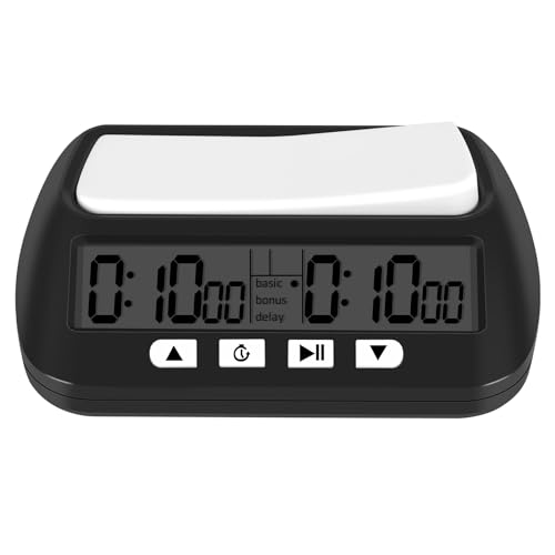 Jevina Horloge d'échecs, minuterie numérique d'échecs et minuterie de , horloge portable multifonction noire
