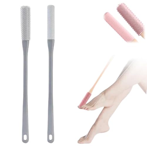 Toe Gap Cleaning Brush 2024 New Toe Cleaning Brush Set Silicone Toe Brush with Long Handle for Men Women's Feet (Grey)