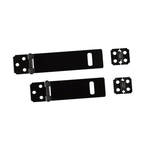 Image of 5pc Iron Padlock Hasp Door Clasp Latch for Gates Cabinets and Sheds Black Locking Concealed Screws for Enhanced Security