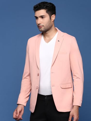 Image of SHOWOFFFF Men Solid Single Breasted Formal Blazer | Notched Lapel Full Sleeves Cotton Blazer for Mens | Slim Fit Regular Length Blazer for Men's