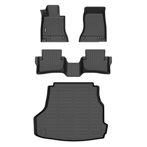 Image of HAFIDI Floor Mats & Cargo Liner for Mercedes Benz C-Class 2022-2025 2026 | C300 /C43 AMG /C63 AMG S E (Fit Sedan Only),All Weather Protection TPE Floor Liners Custom C Class Accessories - Black