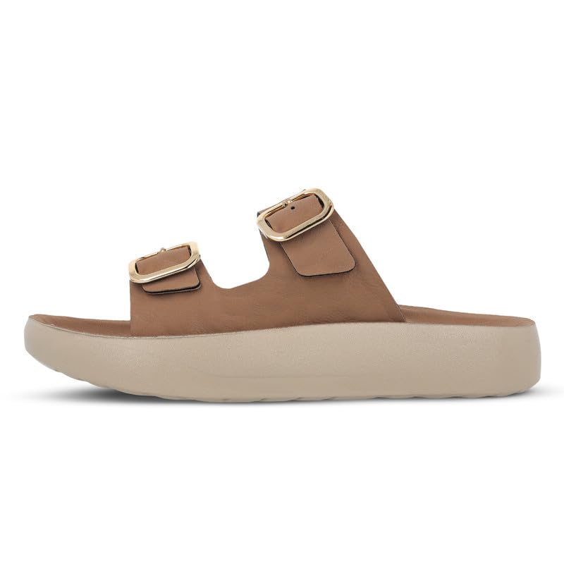 Image of WALKAROO Women's Comfort Flat Sandals|Soft Cushioned Footbed, Lightweight PU Platform Sole|CasualWear,Travel,Outdoor,office wear,Stylish,Trendy Sandals|WLP74038