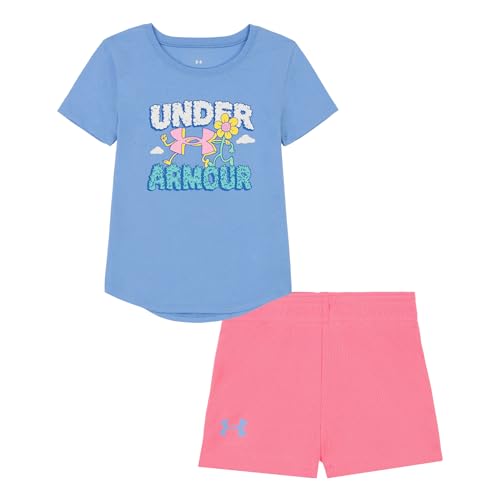 Image of Under Armour Girl's 2-Piece Short Sleeve Graphic Tee and Shorts Set, Outdoor Collection