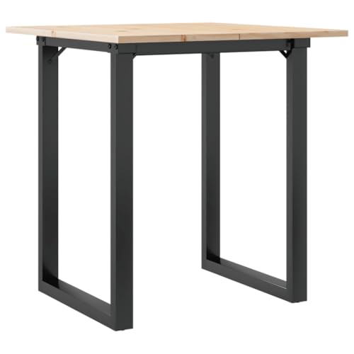vidaXL Table à Manger Cadre en O, Table à Dîner, Table de Repas Cuisine Restaurant Intérieur, 60x60x75 cm Bois de Pin Massif et Acier