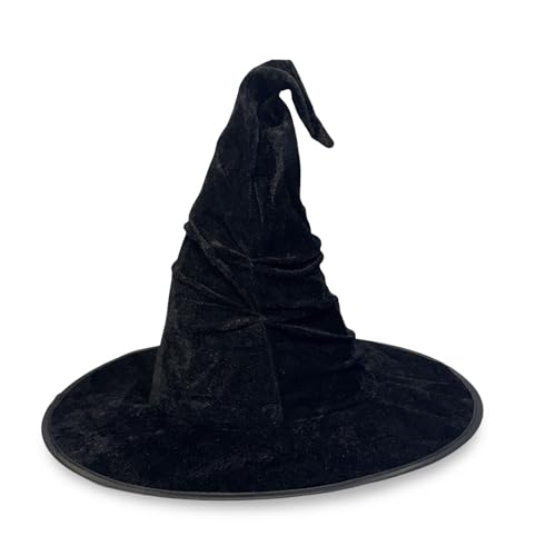 Caprilite Halloween Crumpled Witch Hat Black Velvet Wizard Hat Cosplay Accessories Fits Adults and Children