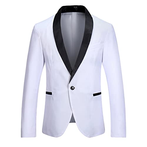 Blazers for Men Slim Fit Tuxedo Suits Jacket Shawl Lapel Collar Solid One Button Wedding Dinner Prom Blazer Jackets