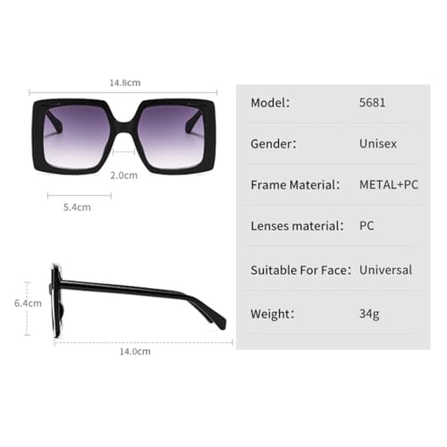 Lunettes de soleil à monture large tendance pour femmes au style décontracté chic