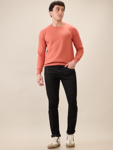 Image of Park Avenue Men Full Sleeve Slim Fit Solid Pattern Cotton Polyester Blend Regular Neck Regular Neck Casual Sweatshirt