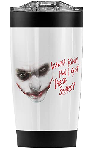 Batman Dark Knight Joker Wanna Know Stainless Steel Tumbler 20 oz Coffee Travel Mug/Cup, Vacuum Insulated & Double Wall with Leakproof Sliding Lid | Great for Hot Drinks and Cold Beverages