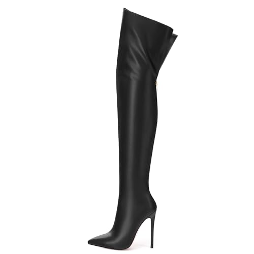 MOVINSTEPS Over The Knee Thigh High Heel Boots For Women Zipper Pointed Toe Stiletto Tall Boots Sexy Fashion Party Club Fall Winter Shoes2