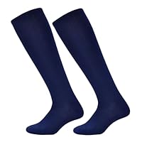 Kids Football Socks 2 Pairs, Boys Children Long Soccer Hockey Rugby Sock for Sports Training Breathable Junior Athletic Socks (UK, Age, 11 Years, 14 Years, Regular, Navy)