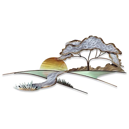 T.i. Design Oak Hill | Contemporary Metal Tree With Setting Sun Stainless Steel Wall Decor #TOP12