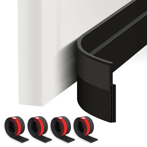 ETERCYCLE Paquete de 4 burletes para puertas, barrido debajo de la puerta para puertas exteriores e interiores, burlete de puerta ajustable, insonorizado, resistente a la intemperie, para puertas