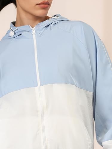 Image of CHKOKKO Sunscreen Jacket for Women Hooded Zipper Sports Jacket | UV Protection | Sun Protective | Lightweight Water Resistant | Riding Biker | Outdoor Travel Gym Running