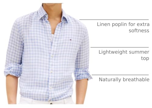 Image of Tommy Hilfiger Men's Long Sleeve Casual Linen Button Down Shirts in Regular Fit