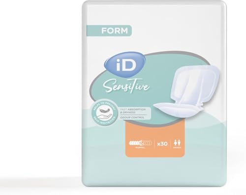iD Form Unisex Normal Form Incontinence Pads Plus - Adult Unisex Large Incontinence Pads for Urinary & Faecal Incontinence Pad for Men & Women 30 Pack - Approved by Dermatologists