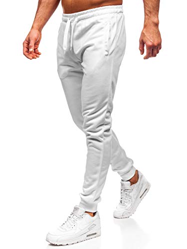 BOLF Hombre Pantalón De Chándal Pantalón de Algodón Estilo Deportivo J.Style JZ11001 Blanco XL [6F6]
