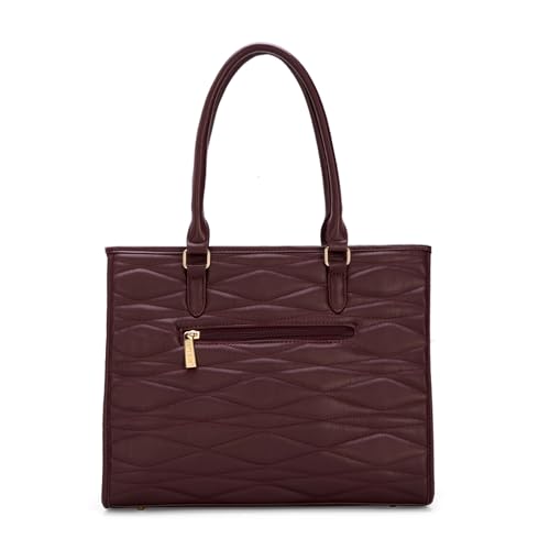 Image of Lavie Luxe Women's Lucie Quilted Large Box Tote Handbag | Tote Bag for Work | Ladies Purse | Stylish Shoulder Bag | Gift for Women