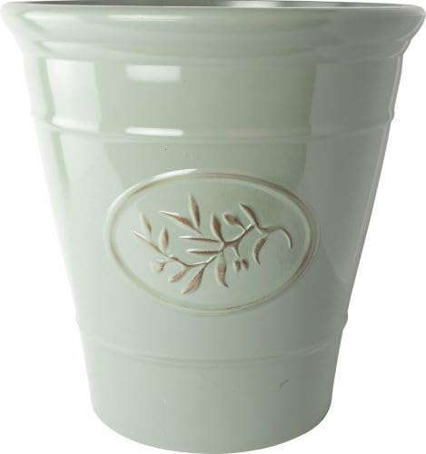 Frame Company Olive Garden Pots Classic Green Plastic Planter Pot - Durable Indoor/Outdoor Flower Pot, Weather & Frost Resistant, Trough & Bowl Available - 23CM - 6 Litres Pot