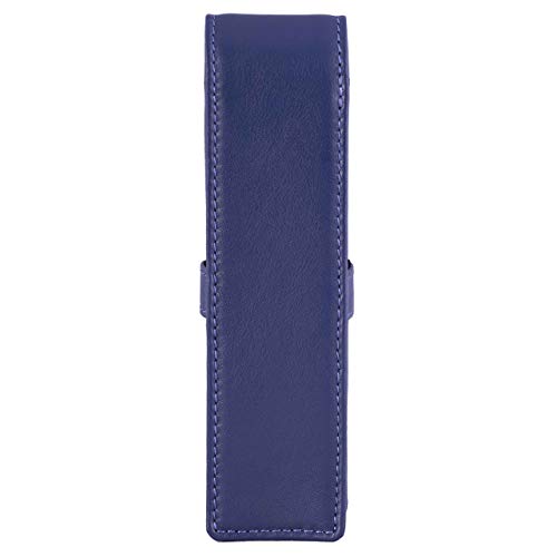 Image of DiLoro Leather Double Pen Case Pencil Pouch Holder for Two Fountain Ballpoint Rollerball Pens and Pencils (Violet)