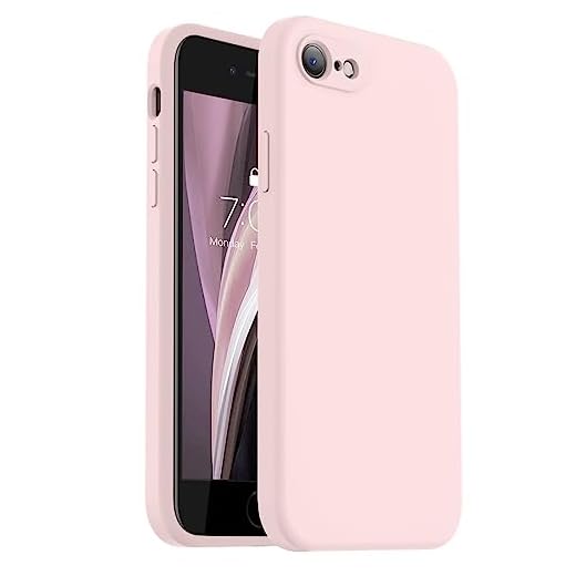 Vooii for iPhone SE Case 2022/3rd/2020,iPhone 8/7 Case, Upgraded Liquid Silicone with [Flat Edges] [Camera Protection] [Soft Anti-Scratch Microfiber Lining] Phone Case for iPhone SE - Chalk Pink