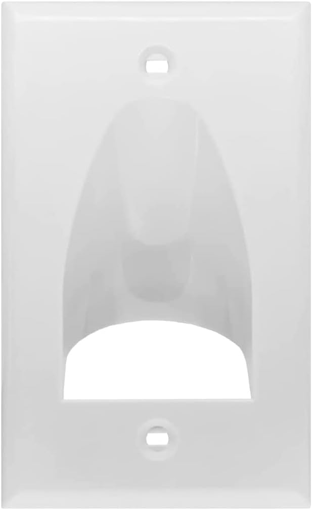 Low Voltage Single 1-Gang Cable Pass Through Wall Plate - White (20 Pack)