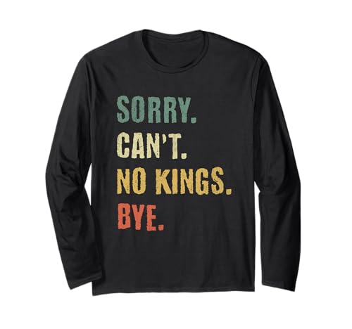 No Kings Bye Anti Monarchy Grunge Texto Manga Larga